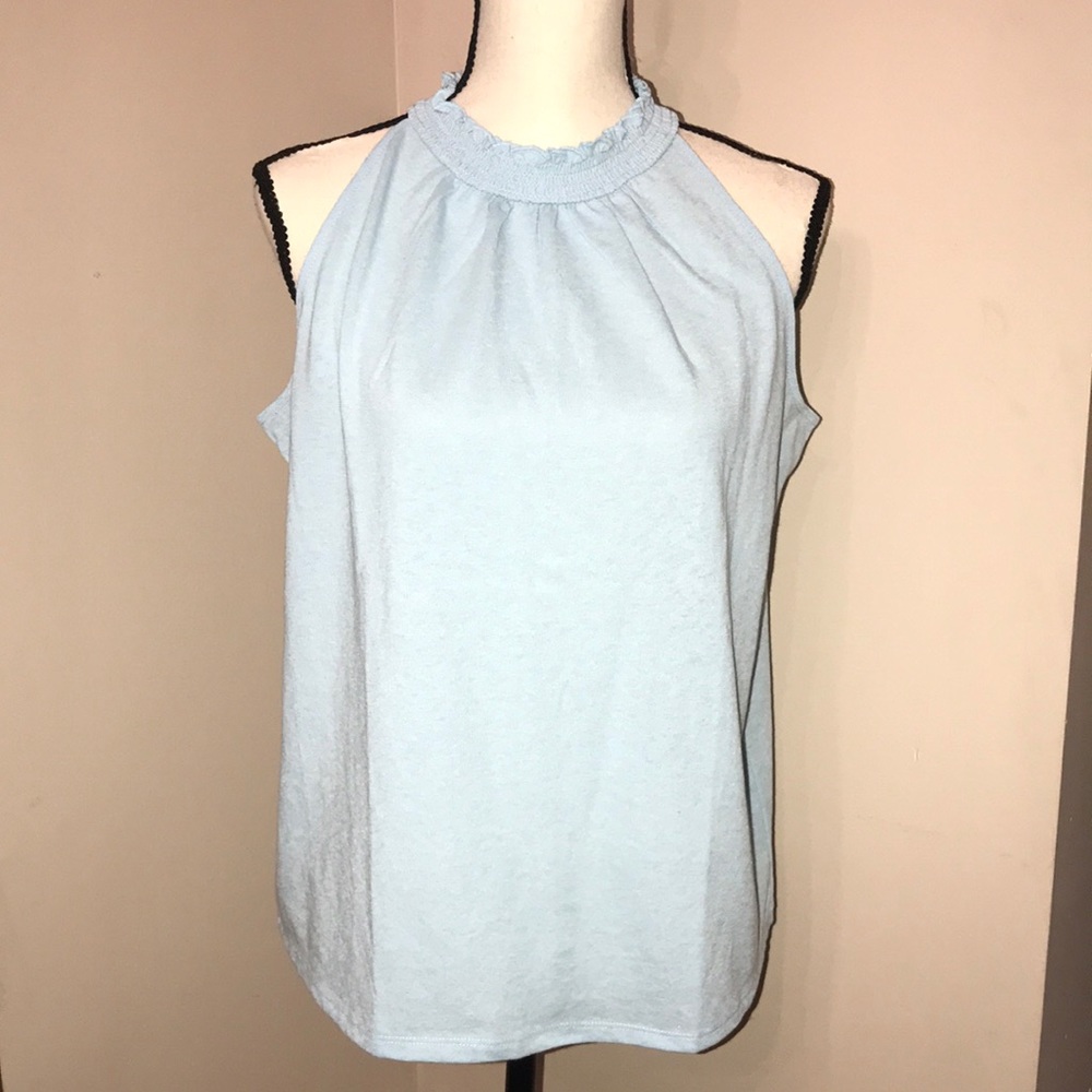LOFT Pale Blue Ruffle Halter Tank